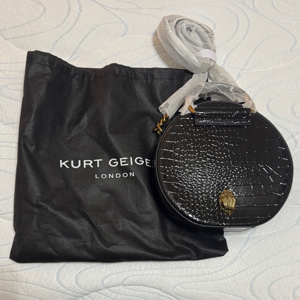 Kurt Geiger Black Croc-Embossed Circle Bag